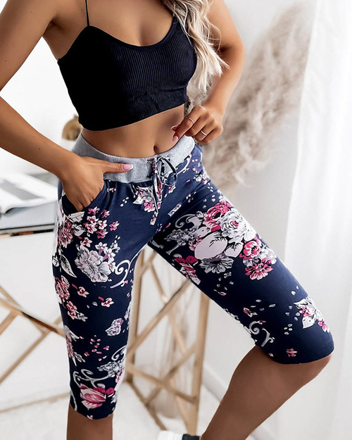 Жіночі темно-сині та рожеві шорти довжиною 3/4 PLUS SIZE - Одяг