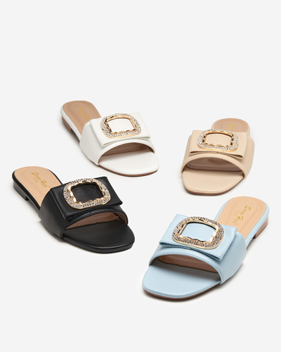 Blaue Damenhausschuhe mit Ornament mit Zirkonia Iteria - Footwear