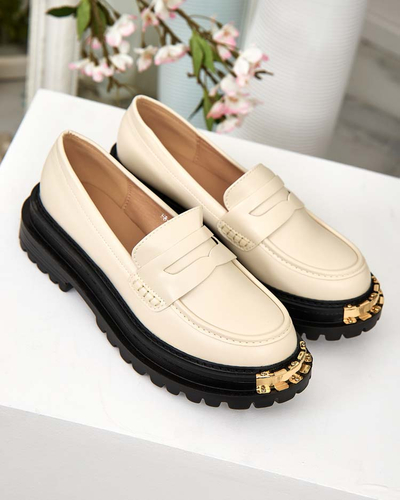 Damen Loafers Aurelia Beige mit 5cm Plateau - Stilvoll und Bequem