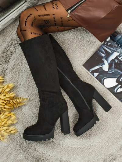 Damen Öko-Wildleder Stiefel mit Blockabsatz GaleNest