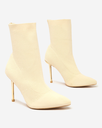 Royalfashion Beige Damen Mofissi Stoffstiefel