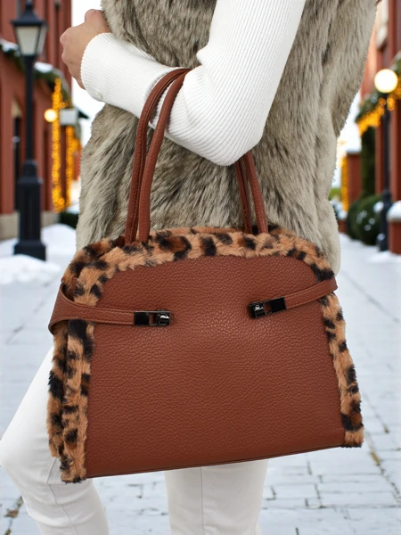 Kleine Damenhandtasche aus Öko-Leder mit Leopardenmuster Panthory