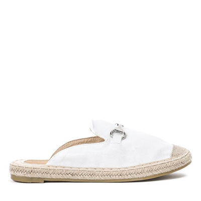Weiße Espadrilles-Flipflops mit Metall-Adler-Dekoration - Schuhe 1