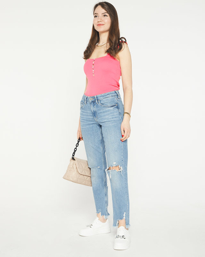 Rosa Damentop mit Zirkonia a'la-Knöpfen - Kleidung