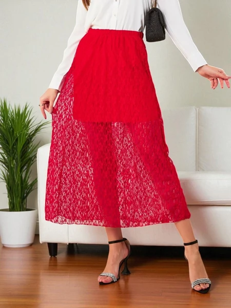 Royalfashion Damen-Midirock mit Spitze