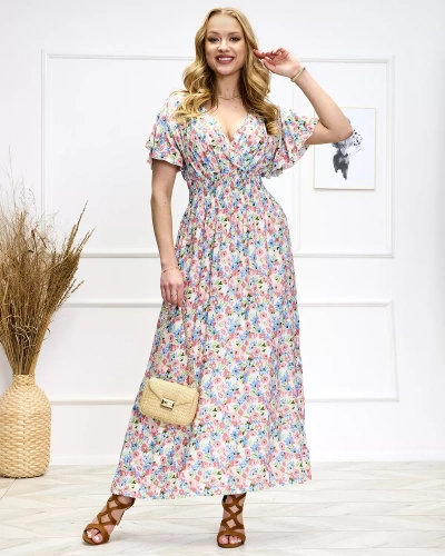 Rosa-grünes Midikleid für Damen - Schuhe