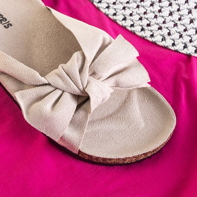 Beige Frauenschuhe mit Schleife Alanza - Schuhe