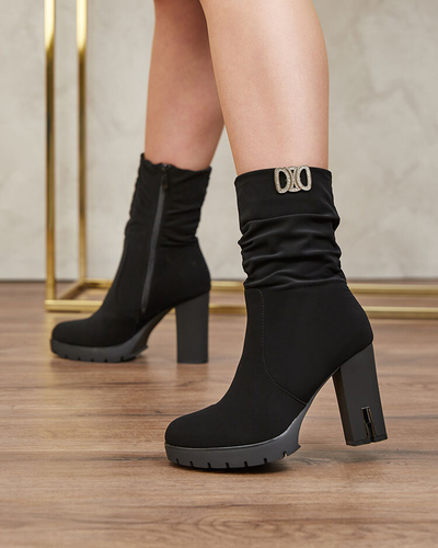 Royalfashion Matte Black Women's Beroled Stiletto Boots