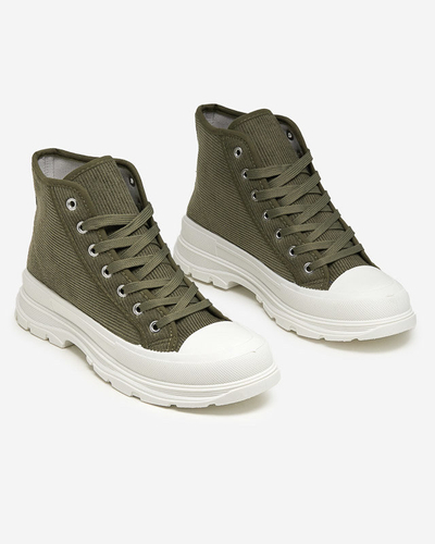Grüne gerippte Damen-Sneaker Somali - Footwear