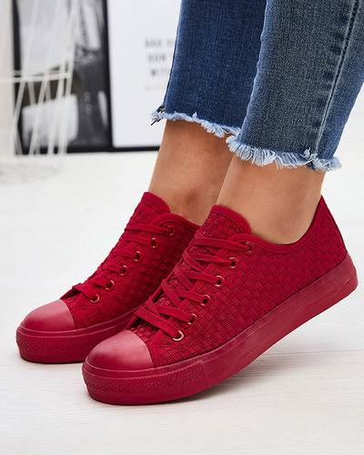 Rote Damen Turnschuhe mit Prägung Aklina - Schuhe