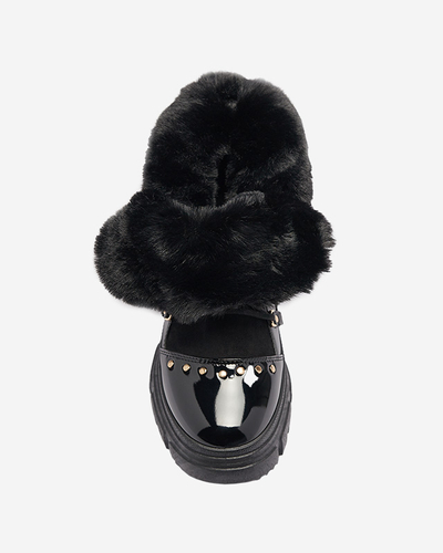 Schwarze Damen-Schneestiefel zum Schnüren Fentes- Footwear