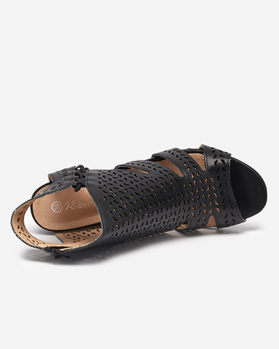 Schwarze durchbrochene Damensandalen Mofera - Schuhe