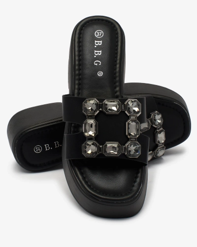 Royalfashion Schwarze Damen-Flip-Flops mit verzierter Sohle Norixi