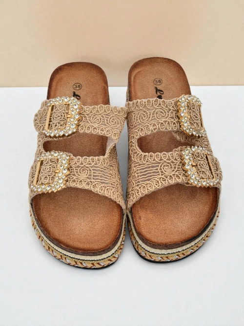 Royalfashion Жіночі босоніжки з пряжками, оздобленими стразами GlamCork