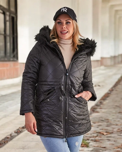 Жіноча стьобана куртка Royalfashion чорного кольору