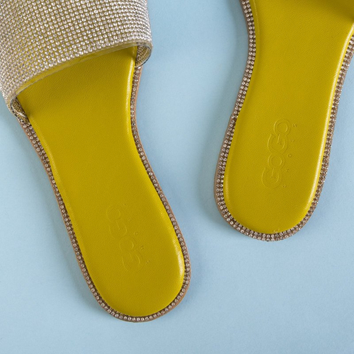 Зелені жіночі шльопанці зі стразами Verina