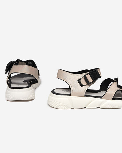 OUTLET Glänzende beige Sandalen für Kinder Leepe - Schuhe