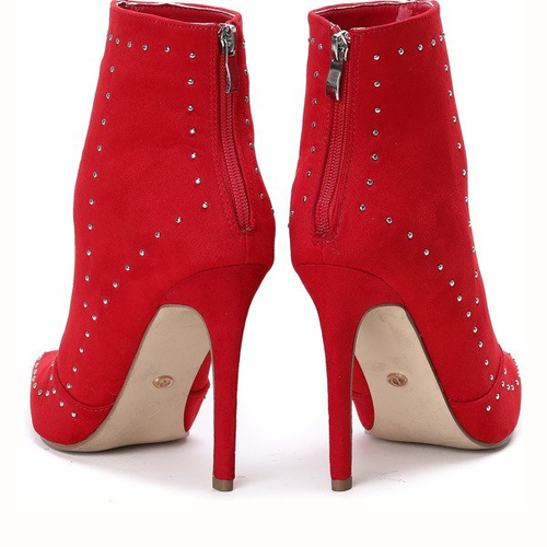 Czerwone botki na szpilce Vivian - Obuwie