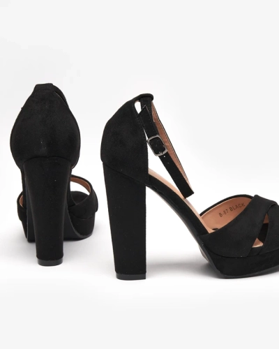 Damensandalen auf hohem Pfosten, Öko-Wildleder Rollita - Schuhe