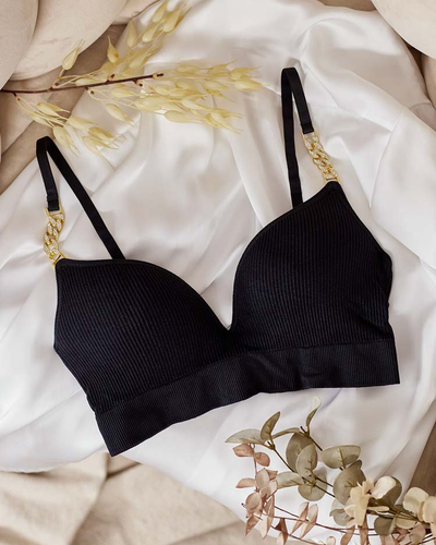 Royalfashion Gerippter Damen-BH mit dekorativen Trägern
