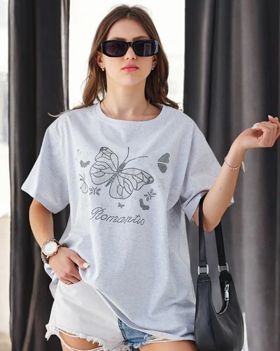 Royalfashion Baumwolle Damen T-Shirt Romantischer Schmetterling