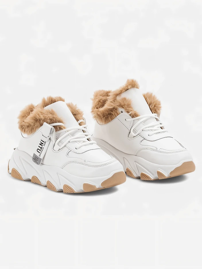 Weiße Sport-Sneaker für Damen mit Nonua-Pelz - Schuhe