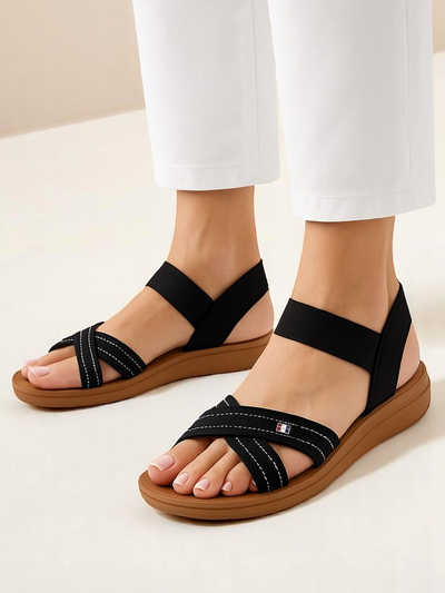 Royalfashion Damensandalen mit elastischem Zerefis