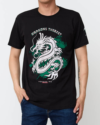 Schwarzes Herren-T-Shirt aus Baumwolle mit Aufdruck - Kleidung