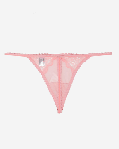 Pinker Damen-Tanga aus Spitze - Unterwäsche