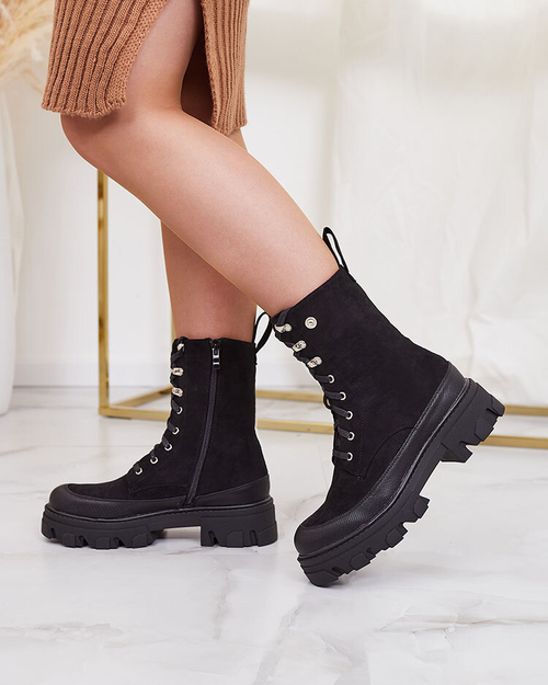 Жіночі черевики на шнурівці Royalfashion чорні Citrisi