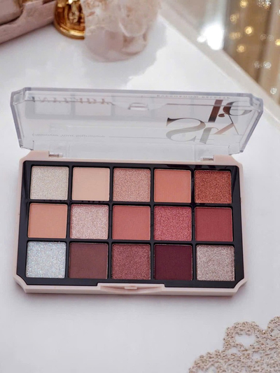 ANYLADY Palette mit 15 Lidschatten mit Glitter und Matt Ruby Glamour