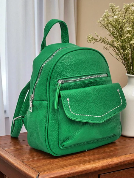 Damenrucksack Elettra Verde Królewska Moda Öko-Leder 25x25x10 cm