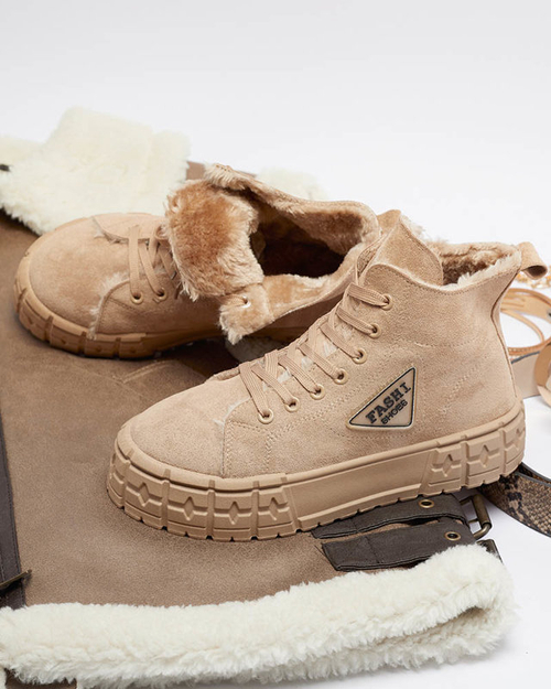 Чоботи жіночі світло-коричневі з екозамші на утеплювачі Зефір - Взуття