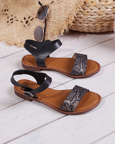 Босоніжки жіночі з чорним тисненням Xetera - Взуття