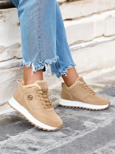 Royalfashion Світло-коричневі жіночі утеплені спортивні черевики Lahho