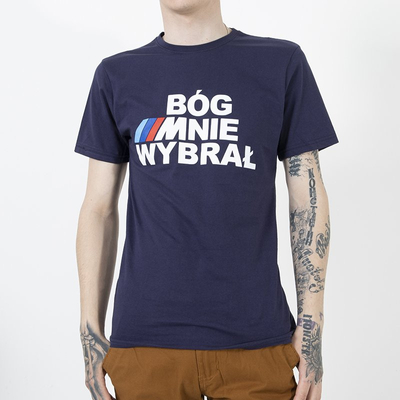 Marineblaues Baumwoll-T-Shirt für Herren mit Aufdruck - Kleidung