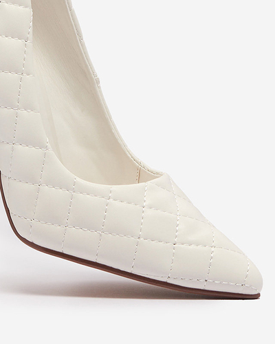 Weiße Damen-Stiletto-Pumps mit Prägung Torosa- Footwear
