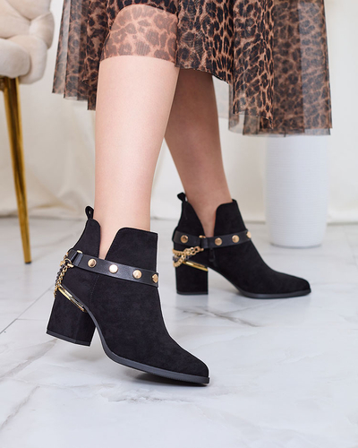 Royalfashion Schwarzer Damenstiefel mit niedrigem Schaft Straemas