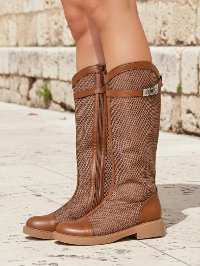 Royalfashion Hohe perforierte Damenstiefeletten Ovittole