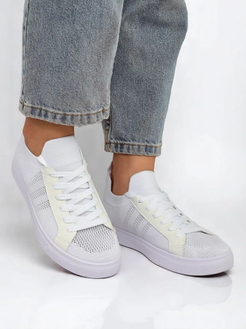 Aurelio Білі Текстильні Кросівки з Екошкіри на Плоскій Платформі 2,5 см