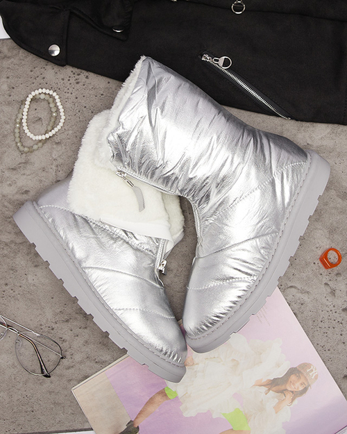 Сріблясті жіночі черевики а-ля снігоступи Tirigga- Взуття