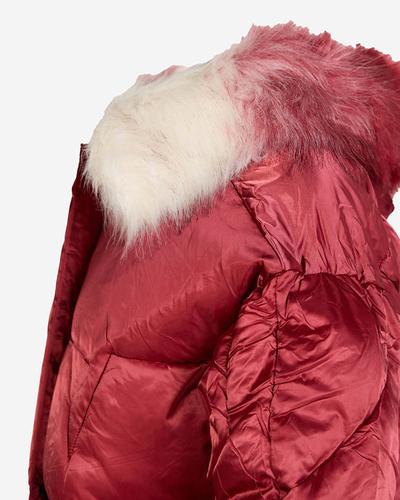 Maroon Damen-Winterjacke mit synthetischer Daunenfüllung - Kleidung
