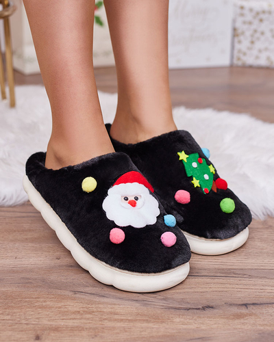 Royalfashion Weihnachtspantoffeln für Damen in schwarz Fertemse