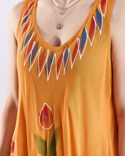 Помаранчеве жіноче візерункове покривало на ліжко з принтом - Одяг