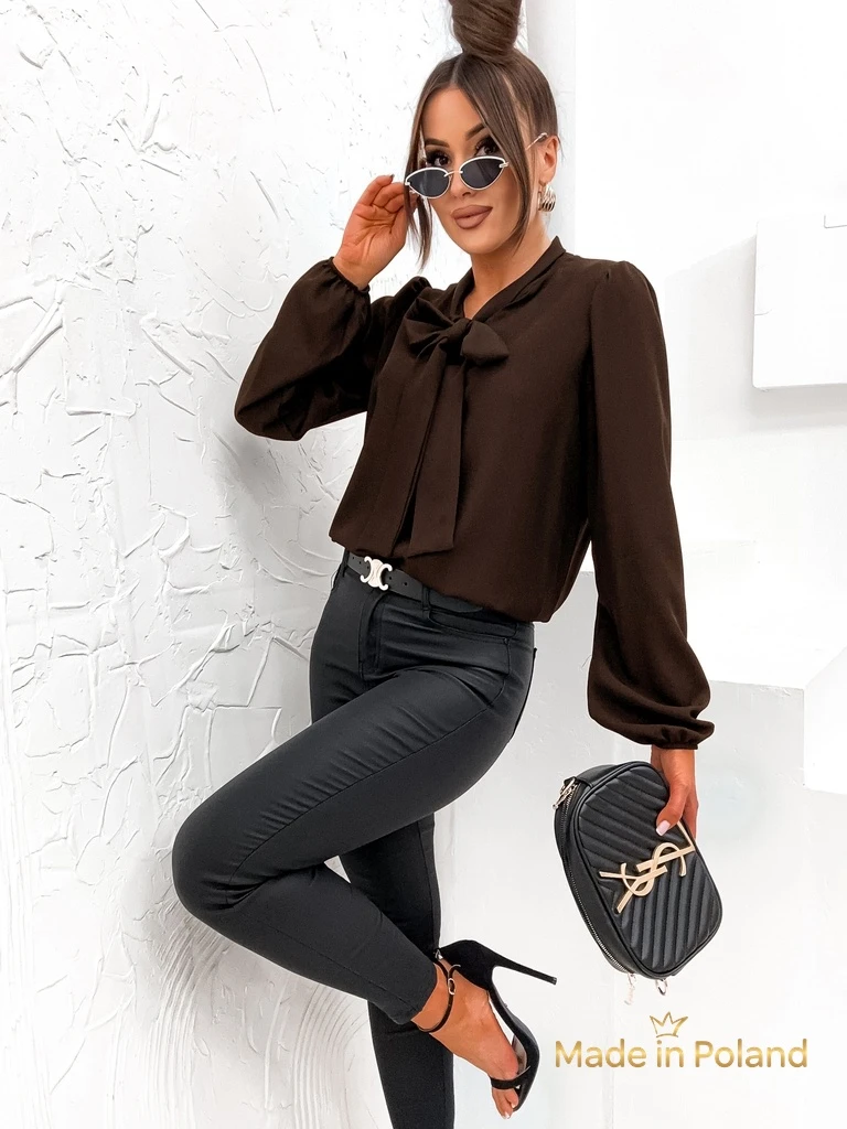 Bluse Athena Dunkelbraun mit Kragen
