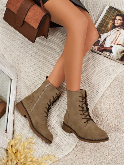 Matte Damen Schnürstiefeletten Treviline aus Öko-Leder