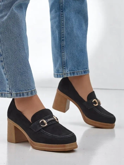 Royalfashion Damen-Loafer mit Blockabsatz Apareus