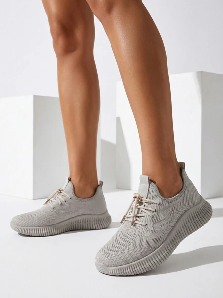 Aurelia Beige Royalfashion - Beige Damen-Sneakers Stoff zum Schnüren