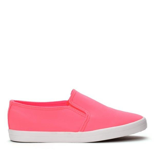 Neonowo-różowe tenisówki slip on - Obuwie