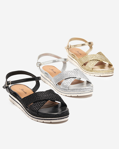 Goldene Damensandalen mit Flechtmuster und Glitzer Metifa - Footwear